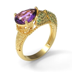 Contemporary Ring in 18K Gold and Semi Precious Stones