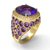 Contemporary Ring in 18K Gold Diamonds 0.66 carat and Amethyst center stone 7.5 carat,Amethyst side stone 4.2 carat