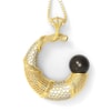 Contemporary Pendant in 18K Gold and Diamonds 0.98 carat and Pearl 10mm and Emerald 0.08 carat