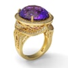 Contemporary Ring in 18K Gold, Diamonds 0.99 carat and Amethyst 11 carat