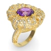 Contemporary Ring in 18K Gold Diamonds 1.09 carat and Amethyst 4.7 carat 