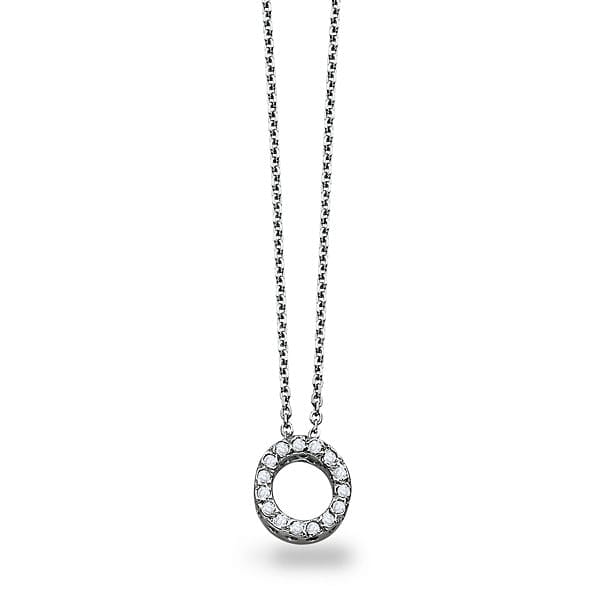 18K Gold and 0.11 Carat F Color VS Clarity Initial "O" Pendant with 16 Inches Chain