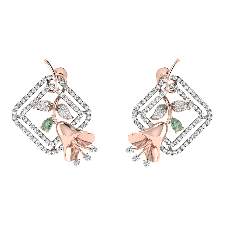 18KT Gold and 0.88 Carat Diamond Earrings