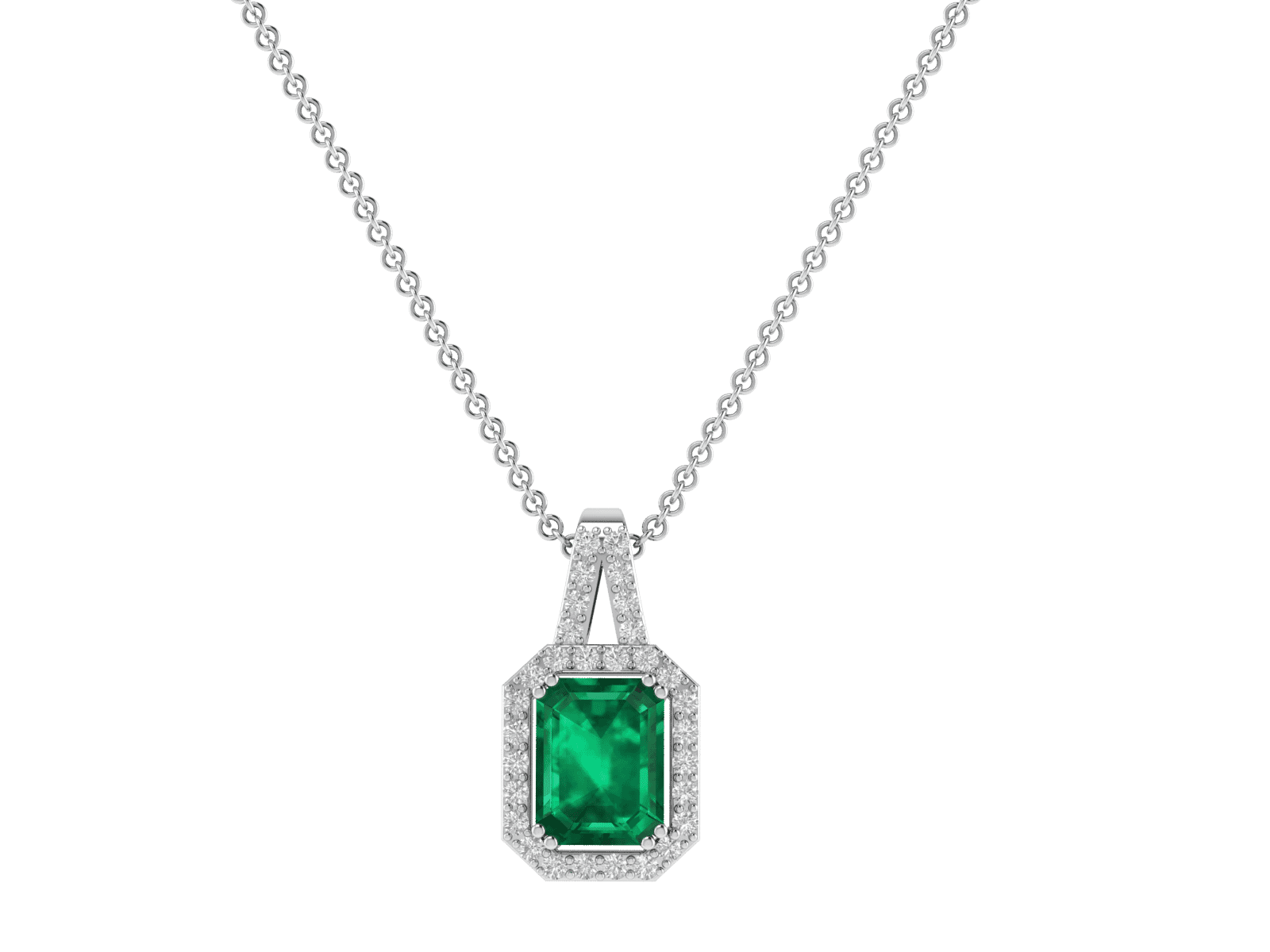 18KT Gold Pendant with 1.25 carat Natural Emerald with 0.30 carat Diamonds