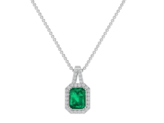18KT Gold Pendant with 1.25 carat Natural Emerald with 0.30 carat Diamonds