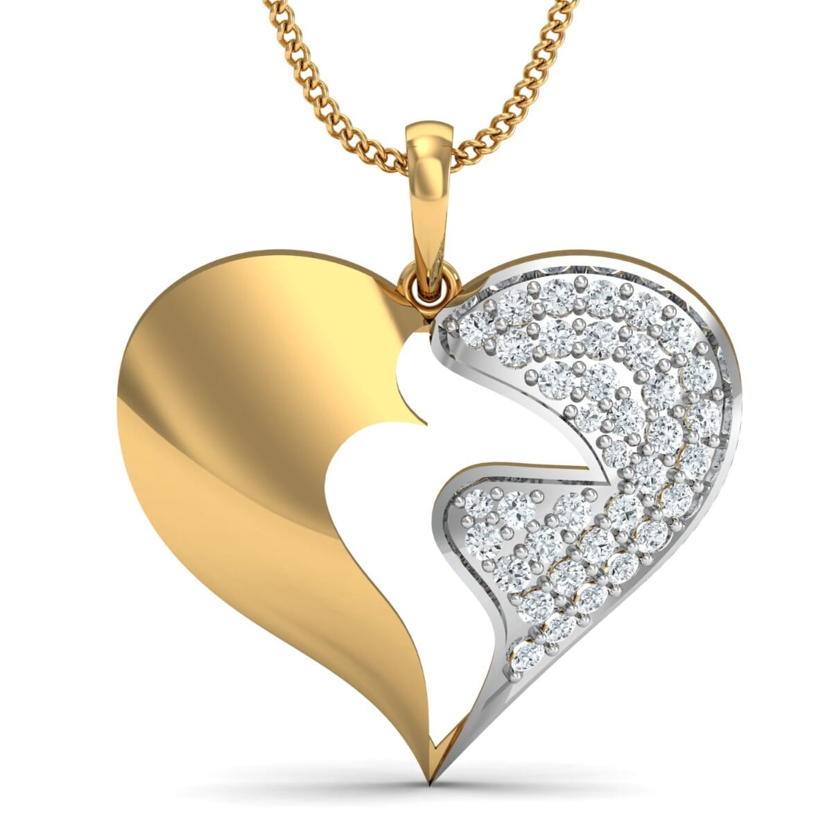 18k Gold and 0.21 carat Round Diamond Heart Pendant