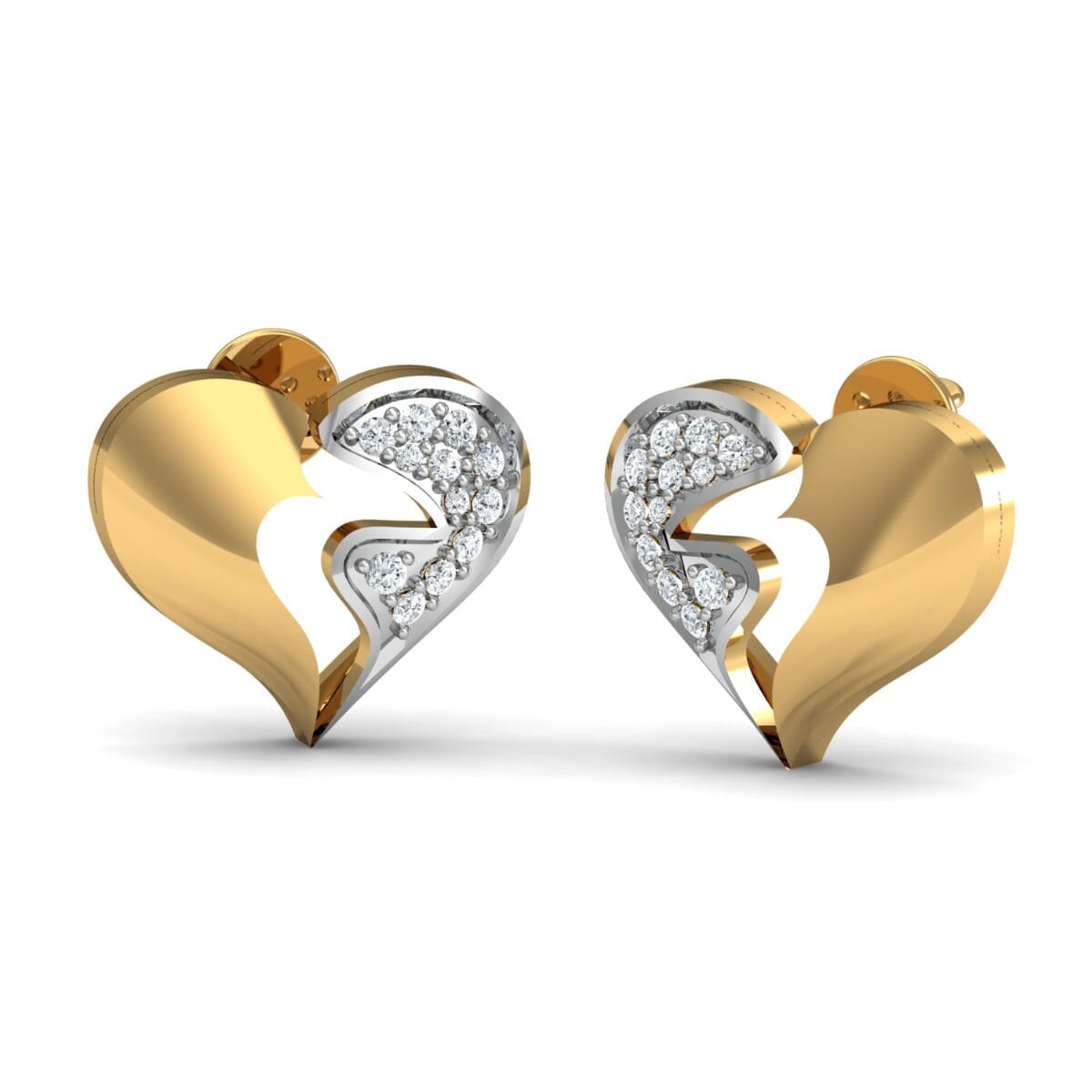 Round Diamond Heart Earrings