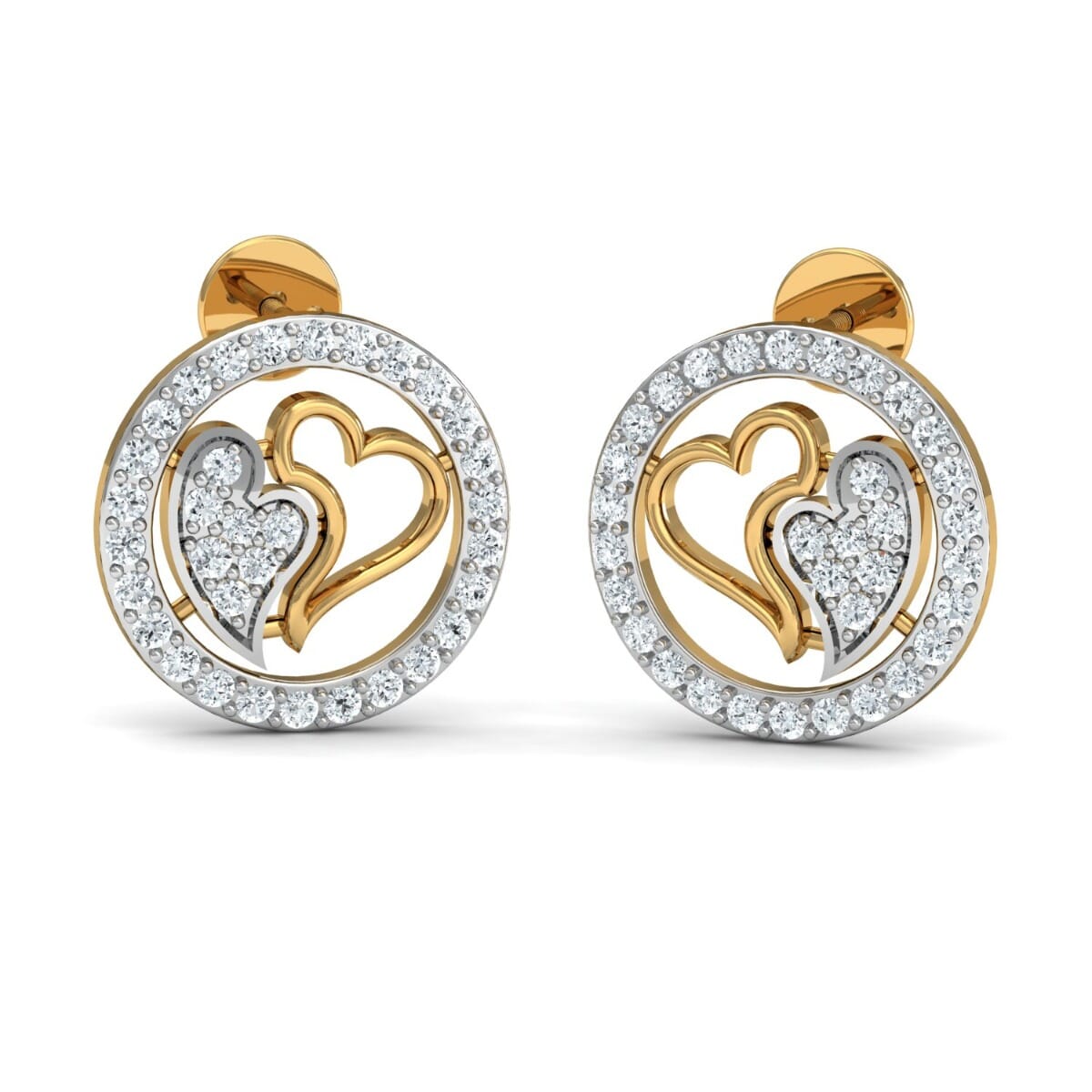 Round Diamond Heart Earrings