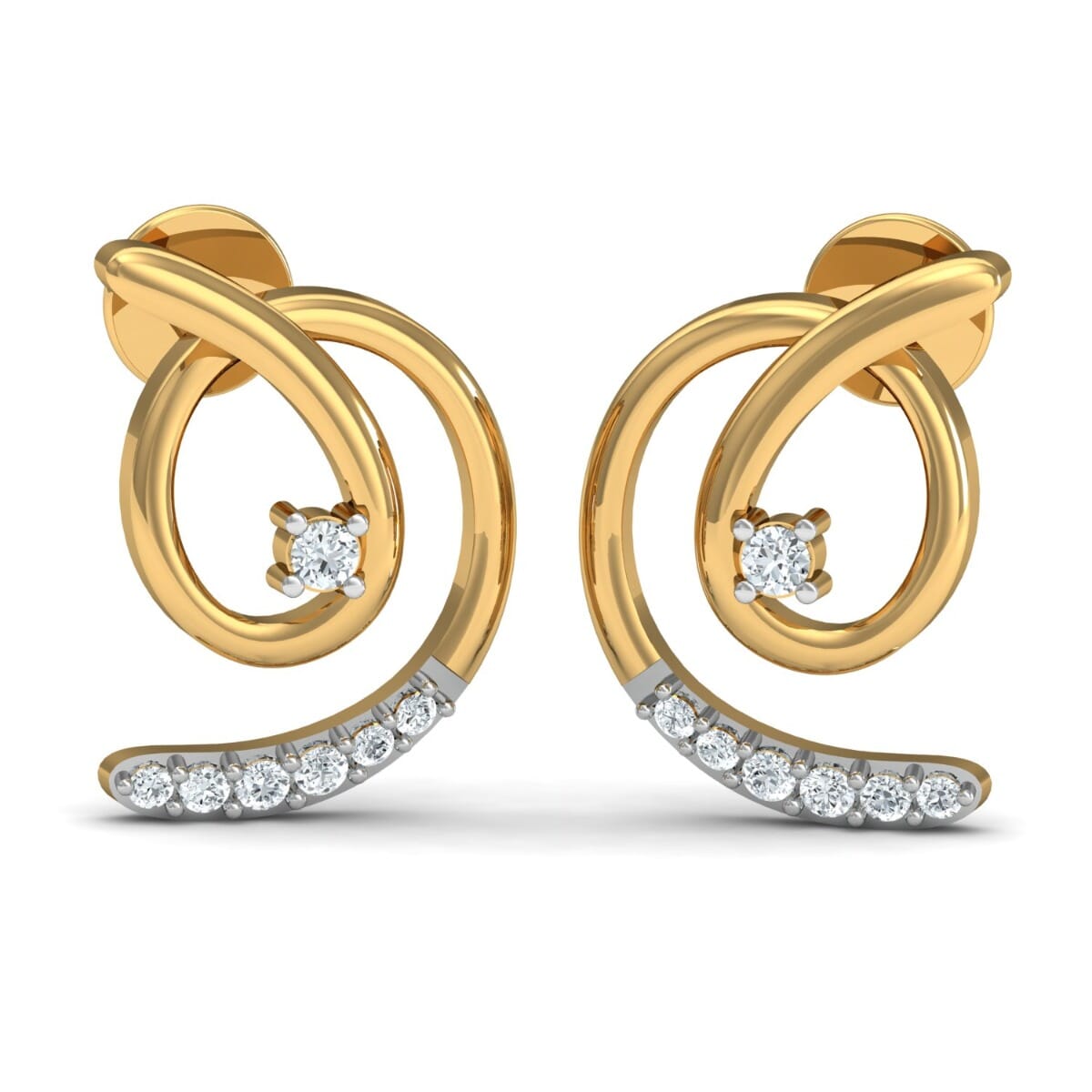 18k Gold and 0.10 carat Round Diamond Fancy Earrings