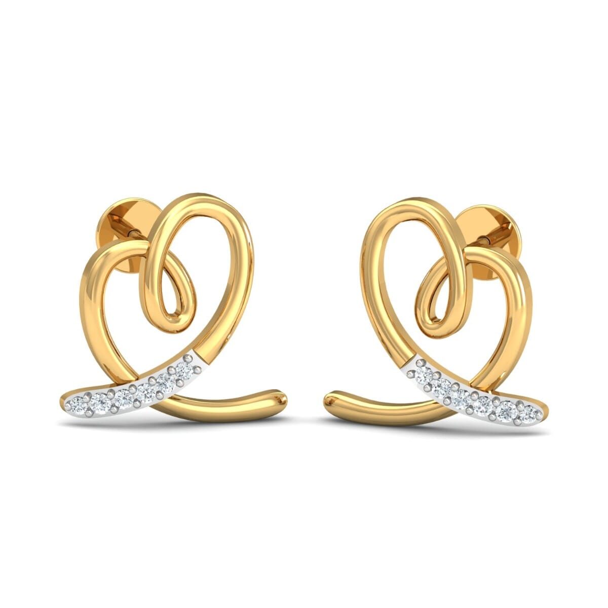 18k Gold and 0.07 carat Round Diamond Fancy Earrings