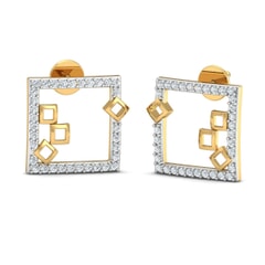 18k Gold and 0.17 carat Round Diamond Fancy Earrings