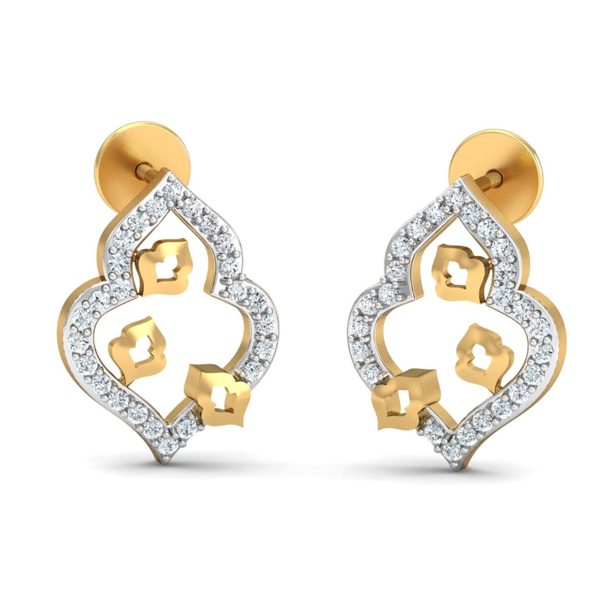 18k Gold and 0.24 carat Round Diamond Fancy Earrings