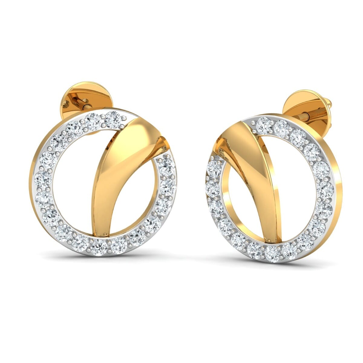 18k Gold and 0.34 carat Round Diamond Fancy Earrings