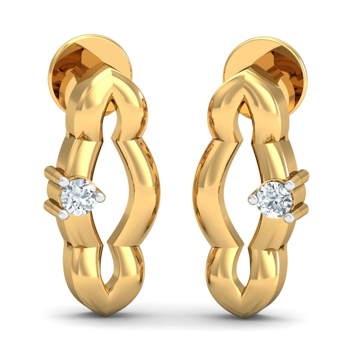 18k Gold and 0.05 carat Round Diamond Fancy Earrings