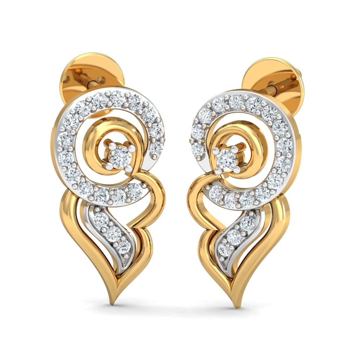 18k Gold and 0.20 carat Round Diamond Fancy Earrings