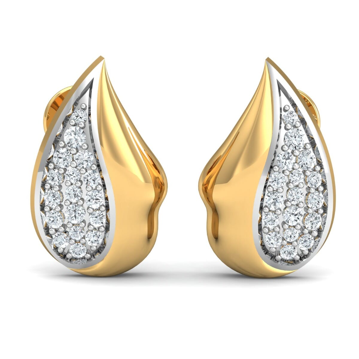18k Gold and 0.19 carat Round Diamond Fancy Earrings