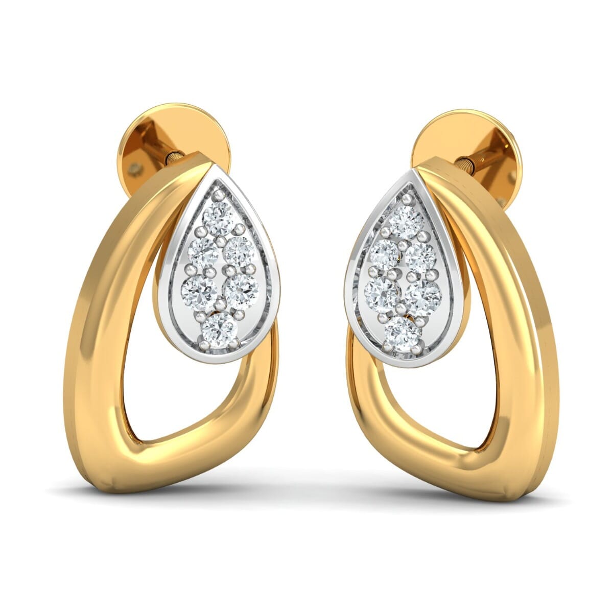 18k Gold and 0.10 carat Round Diamond Fancy Earrings