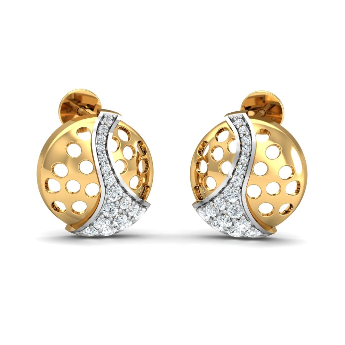 18k Gold and 0.34 carat  Round Diamond Fancy Earrings