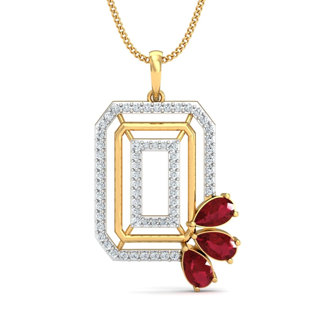 Round Diamond and Gemstone Pendant