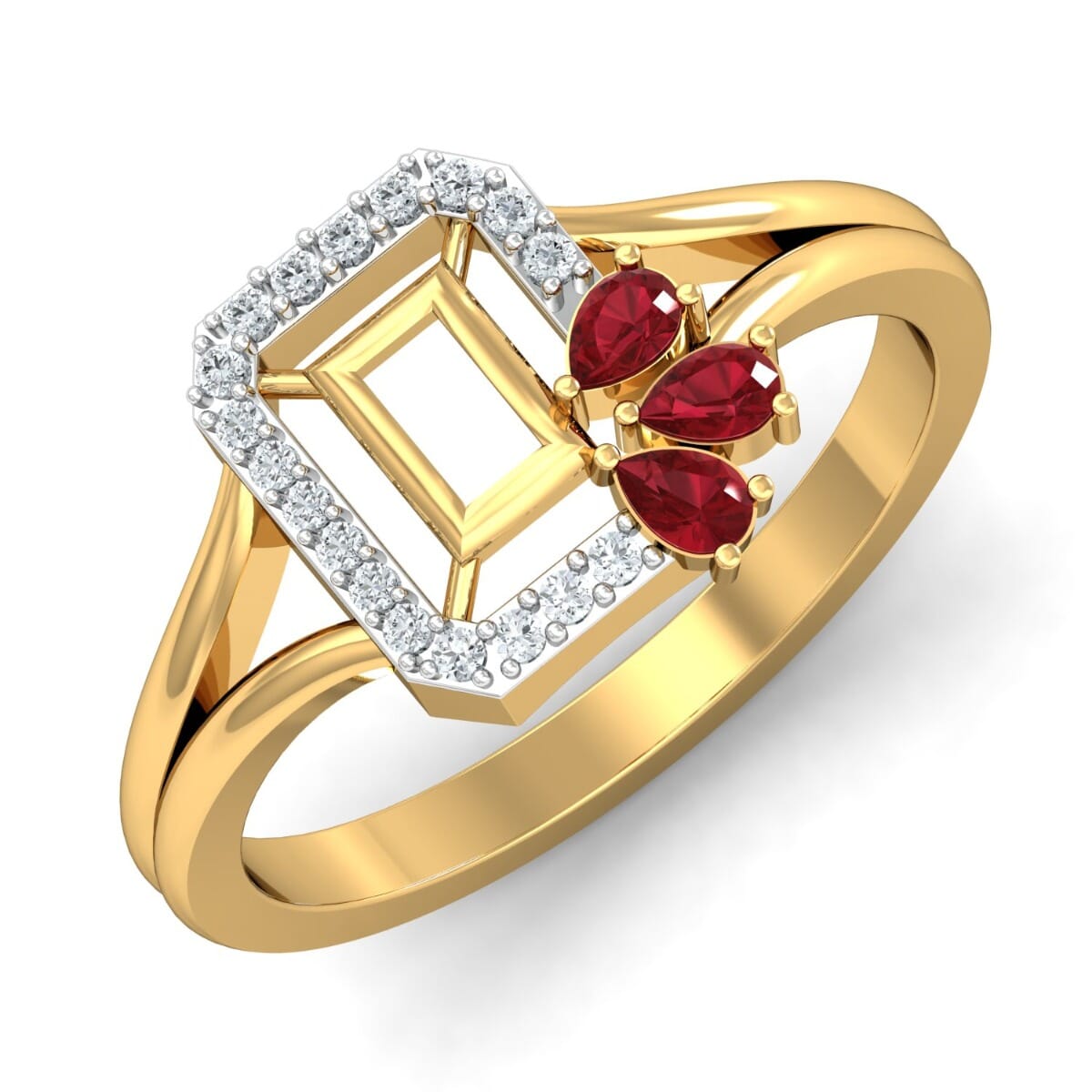 Round Diamond and Gemstone Ring