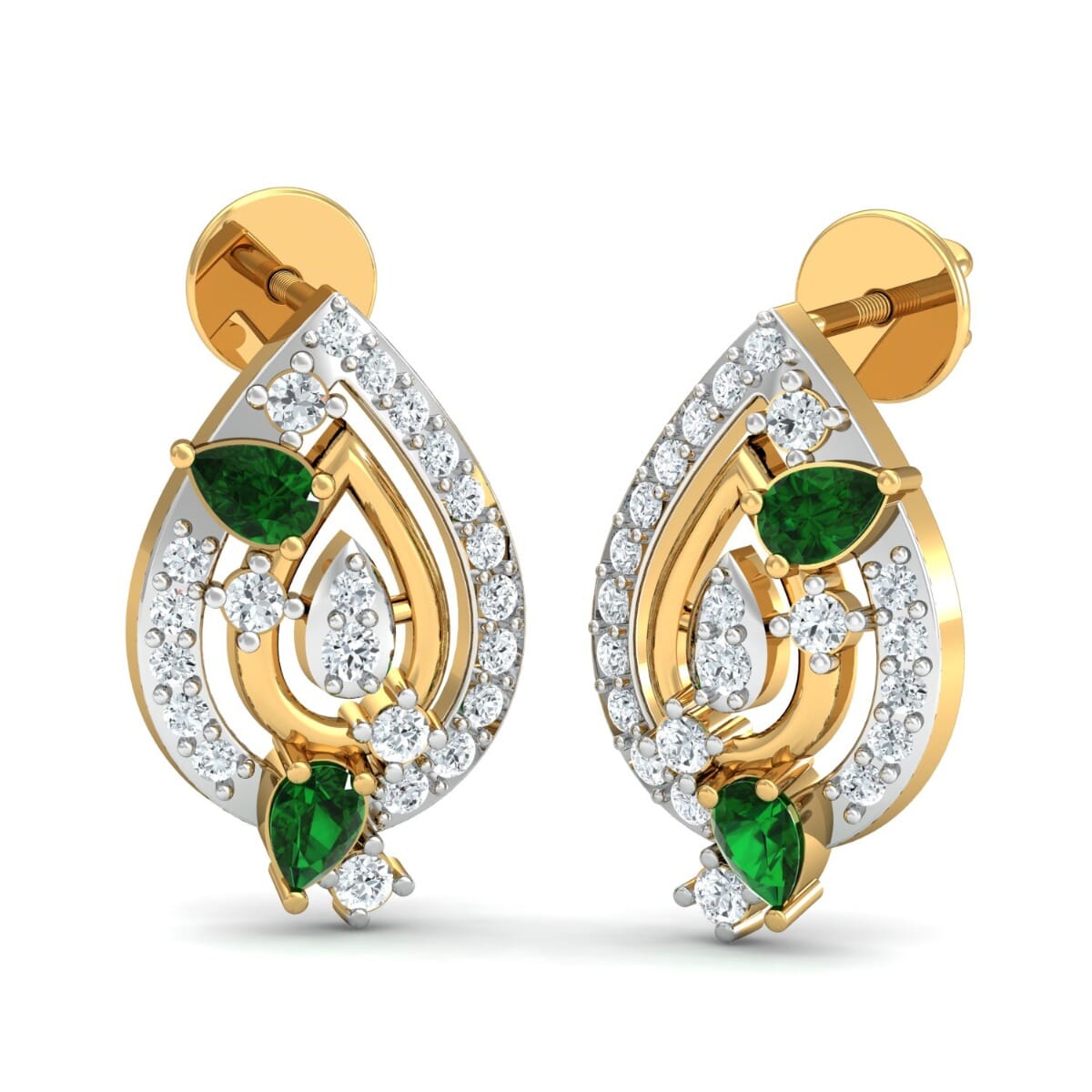18k Gold and 0.27 carat Round Diamond and Gemstone Earrings