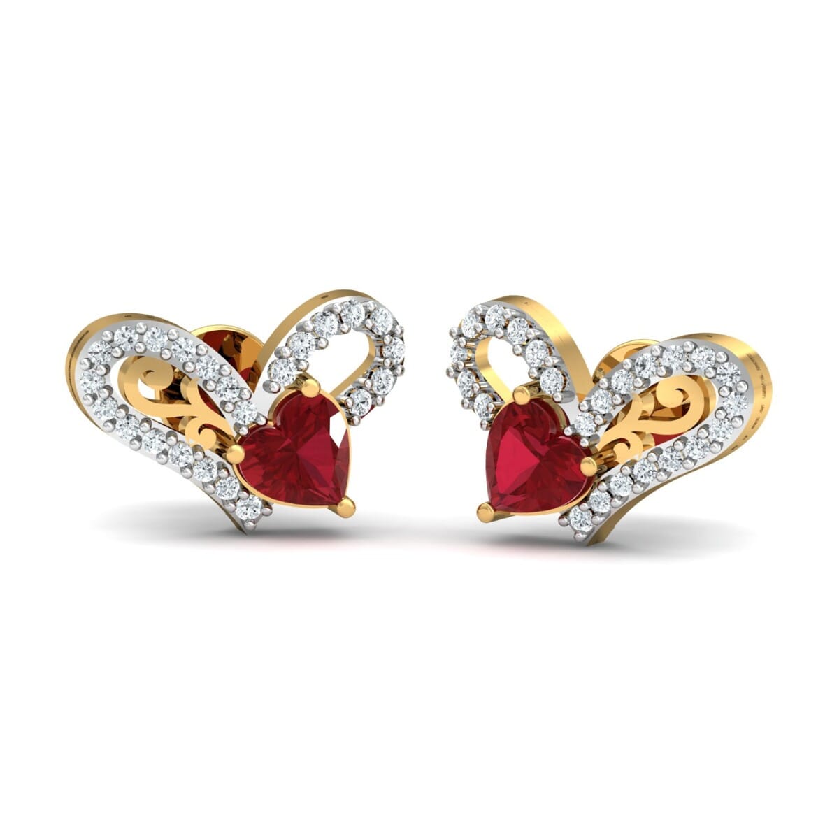 18k Gold and 0.13 carat Round Diamond and Gemstone Earrings