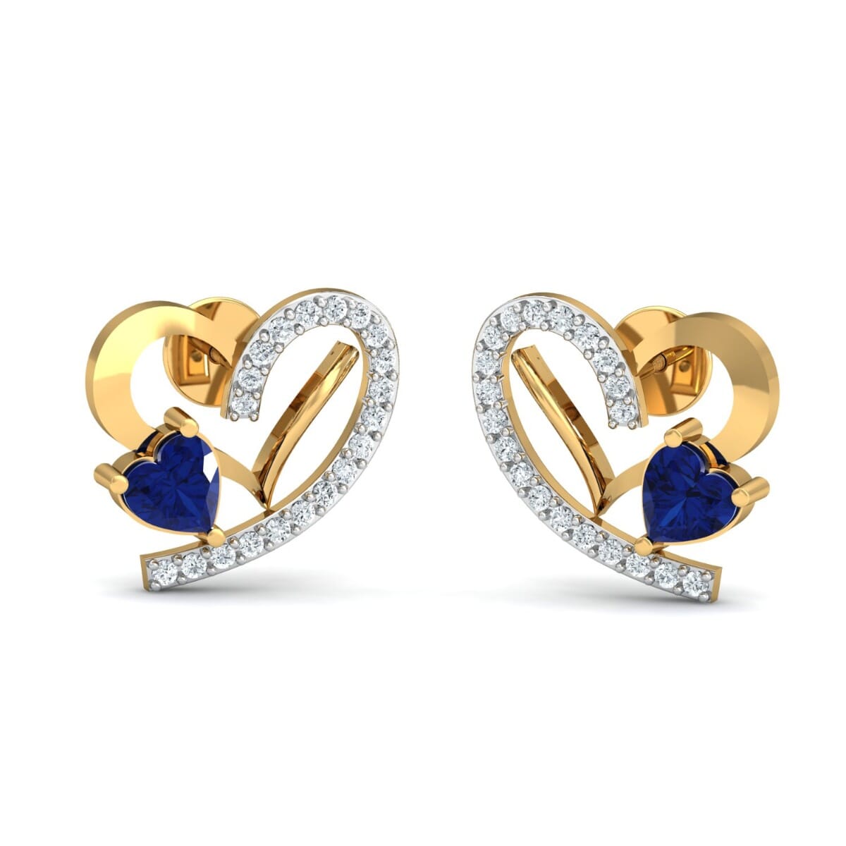 18k Gold and 0.14 carat Round Diamond and Gemstone Earrings