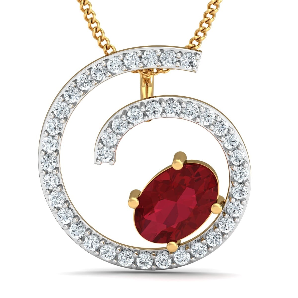 Round Diamond and Gemstone Pendant