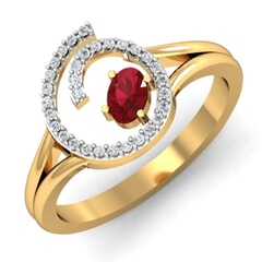 Round Diamond and Gemstone Ring