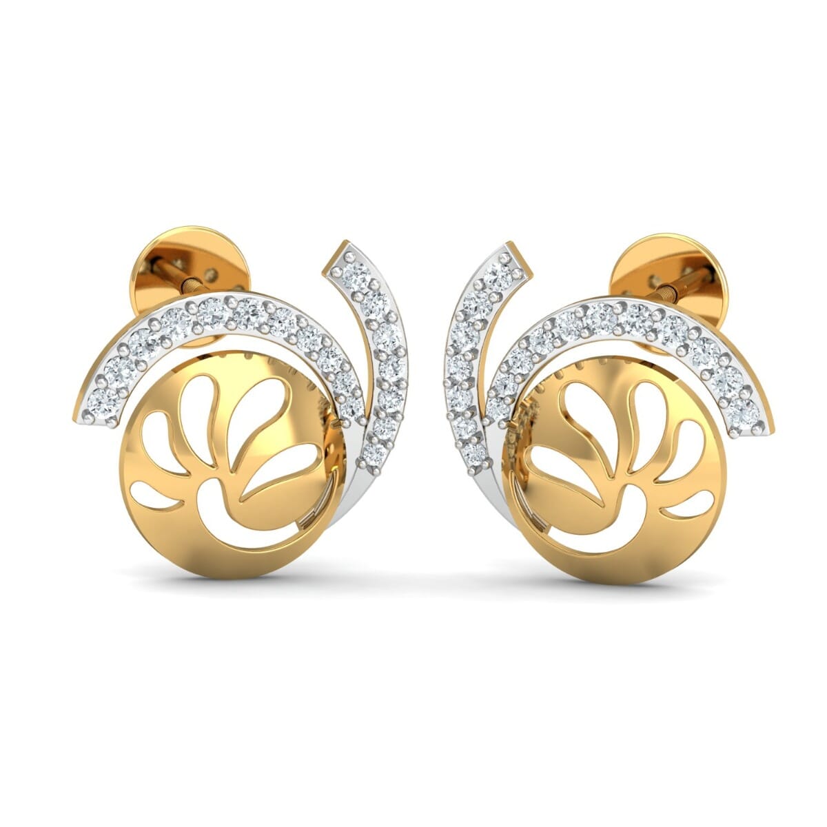 18k Gold and 0.17 carat Round Diamond Fancy Earrings
