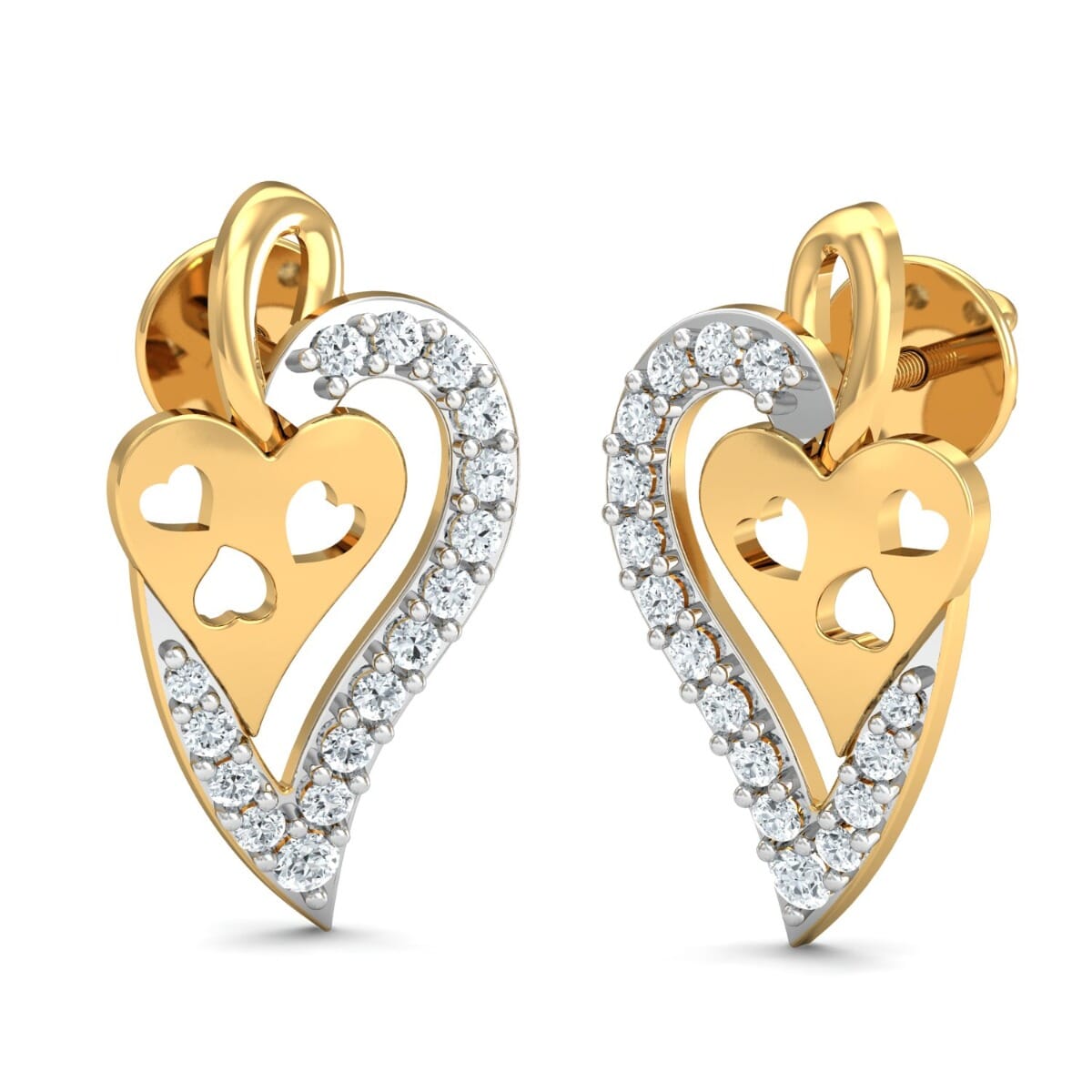 18k Gold and 0.16 carat Round Diamond Fancy Earrings