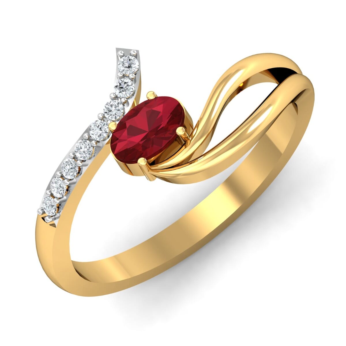 Round Diamond and Gemstone Ring