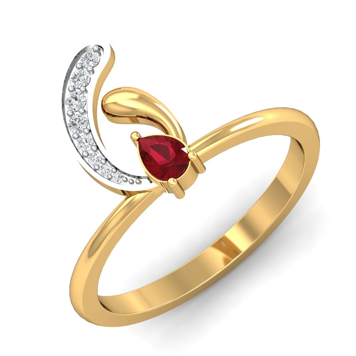 Round Diamond and Gemstone Ring