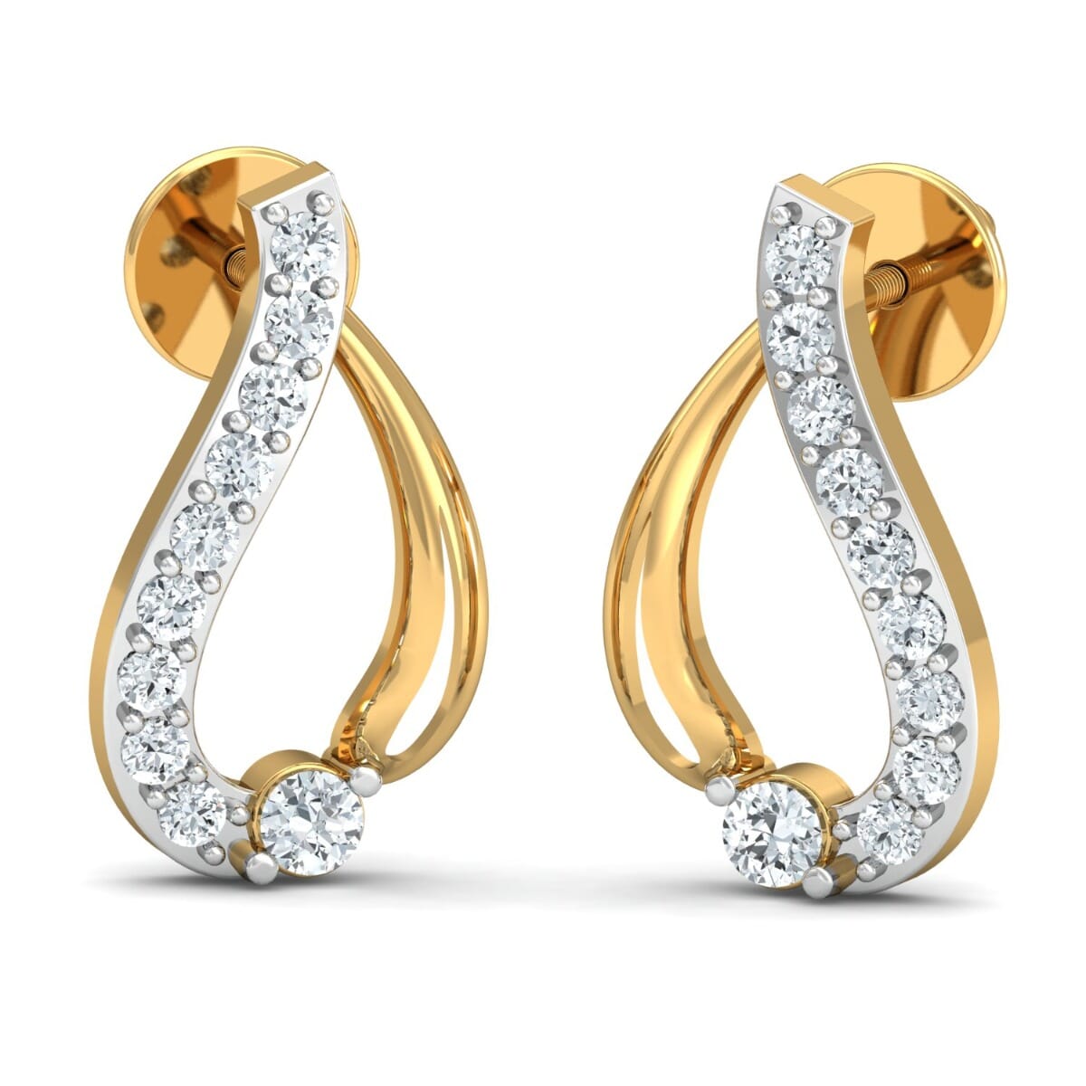 18k Gold and 0.15 carat Round Diamond Fancy Earrings