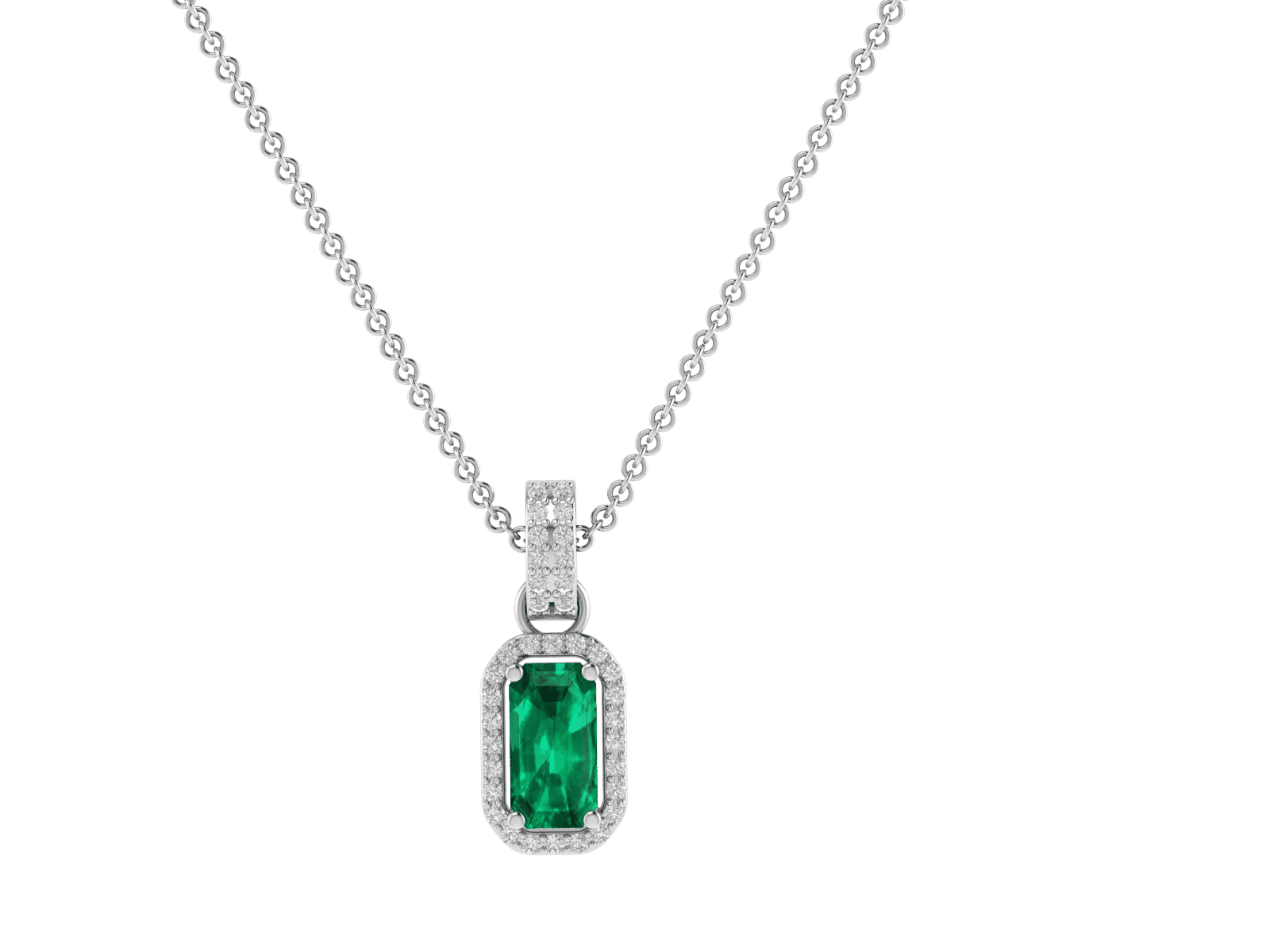 18KT Gold Pendant with 1.25 carat Natural Emerald with 0.20 carat Diamonds