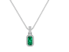 18KT Gold Pendant with 1.25 carat Natural Emerald with 0.20 carat Diamonds