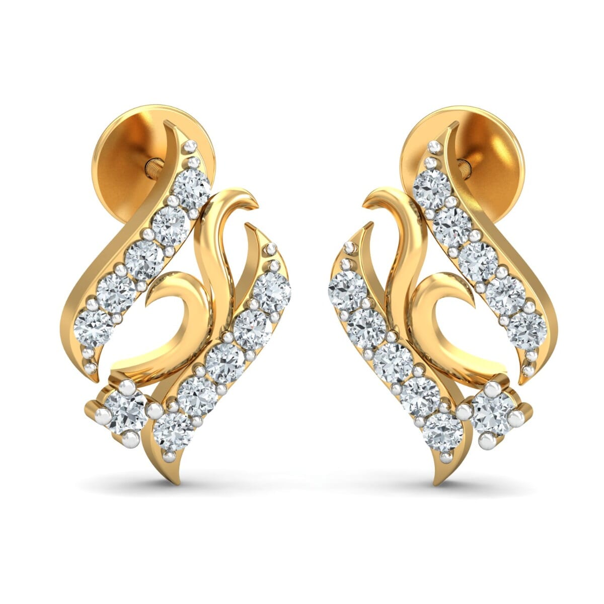 18KT Gold and 0.14 Carat Diamond Earrings