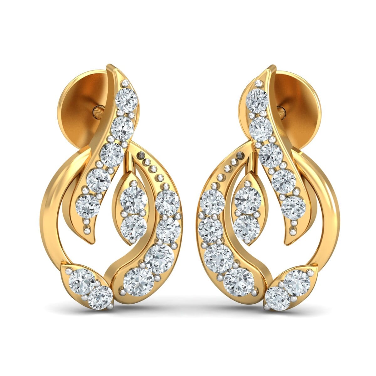18KT Gold and 0.18 Carat Diamond Earrings
