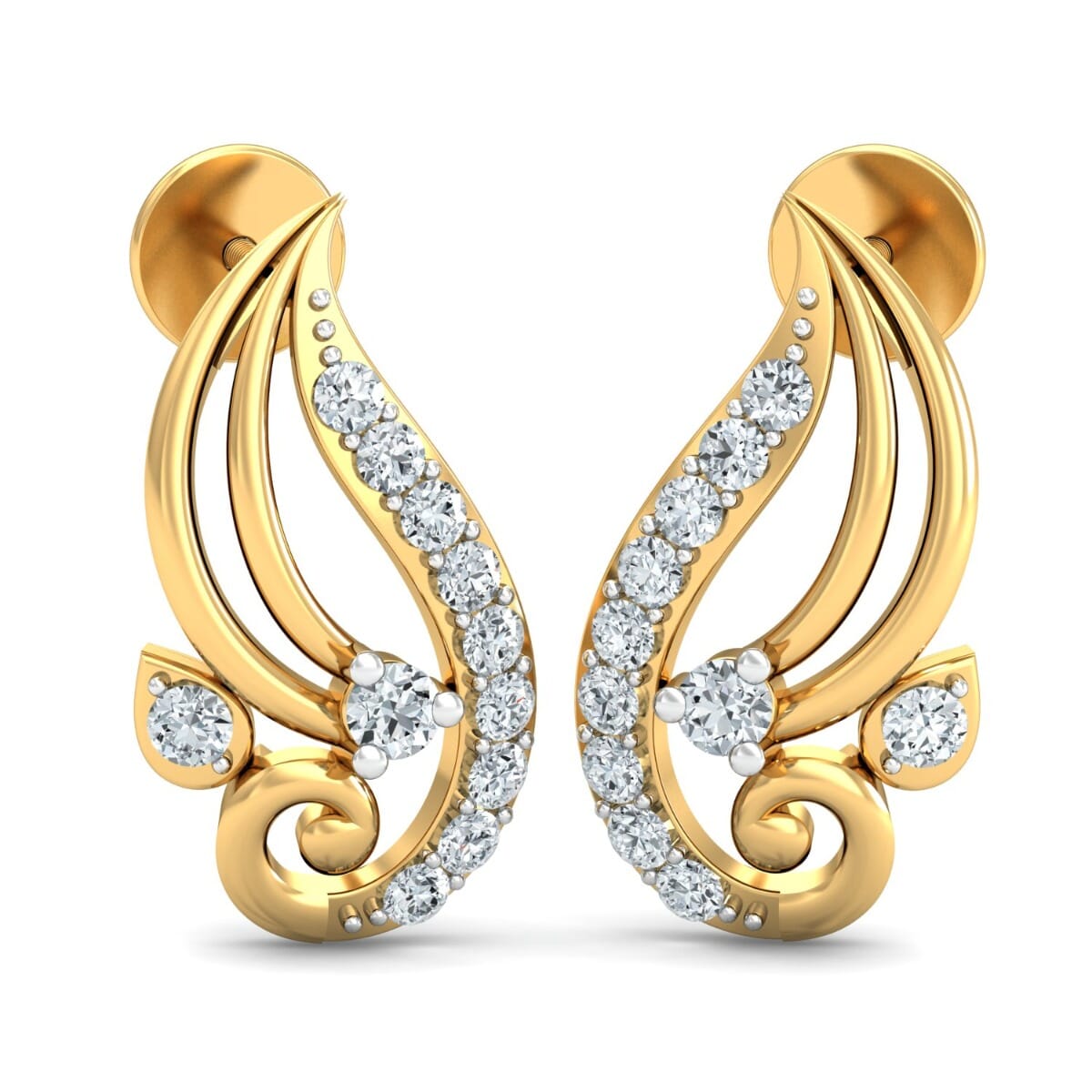 18KT Gold and 0.16 Carat Diamond Earrings