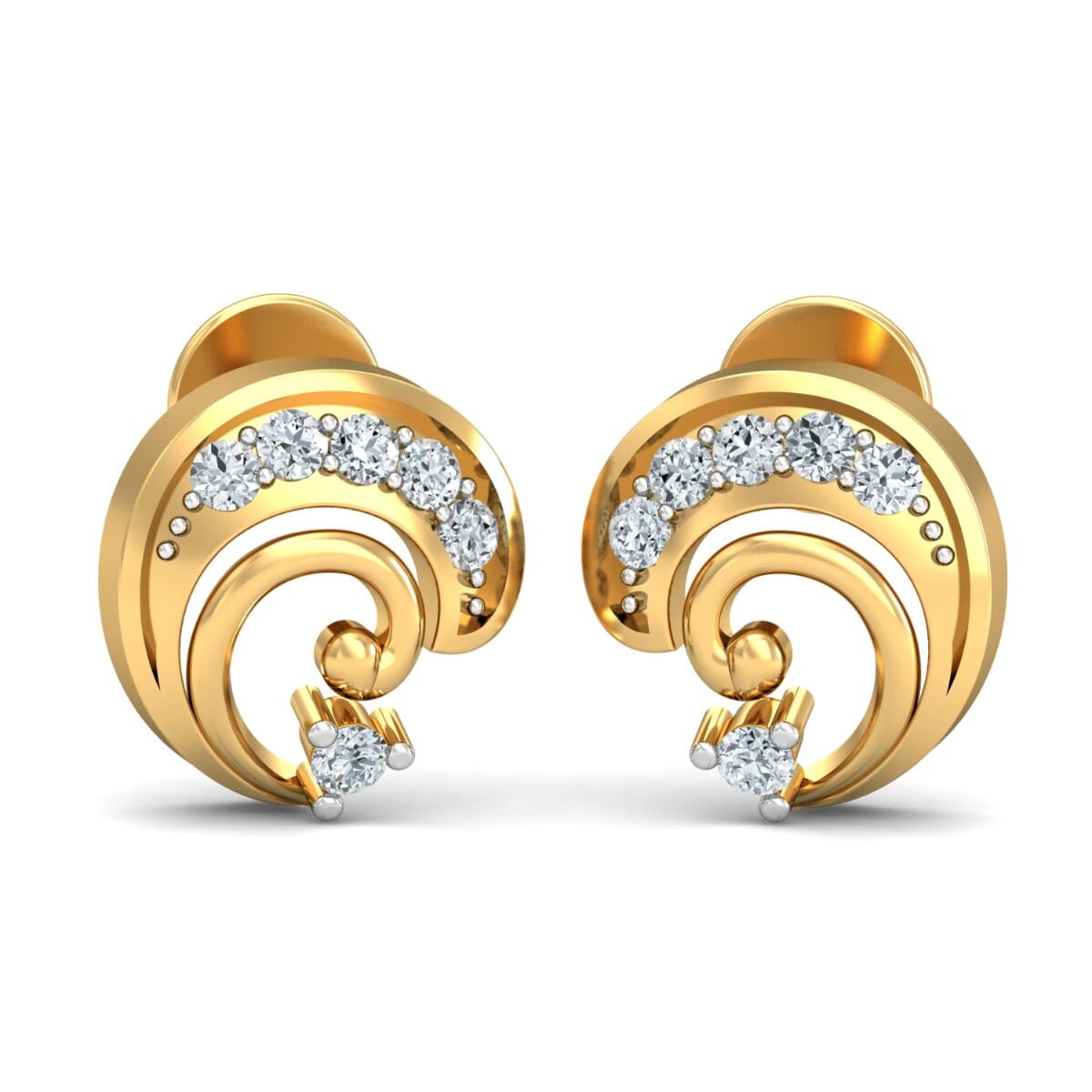18KT Gold and 0.09 Carat Diamond Earrings
