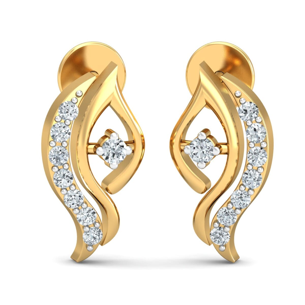 18KT Gold and 0.10 Carat Diamond Earrings