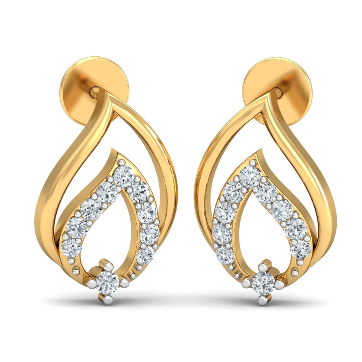 18KT Gold and 0.14 Carat Diamond Earrings