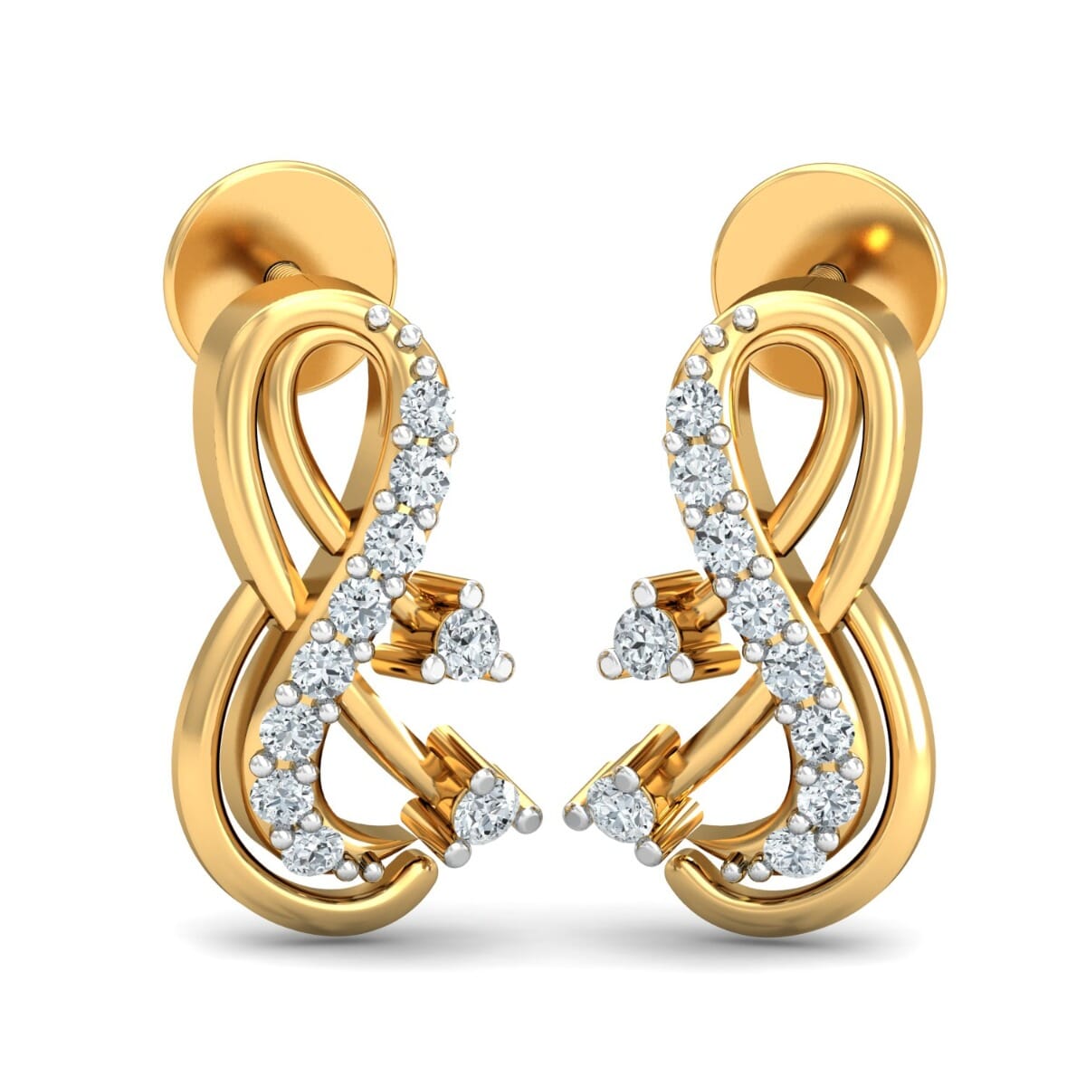 18KT Gold and 0.15 Carat Diamond Earrings