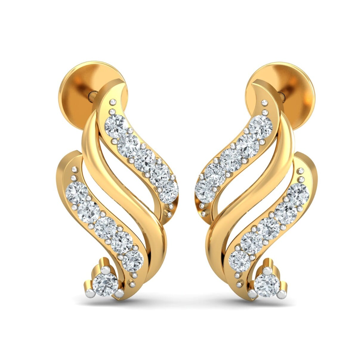 18KT Gold and 0.15 Carat Diamond Earrings