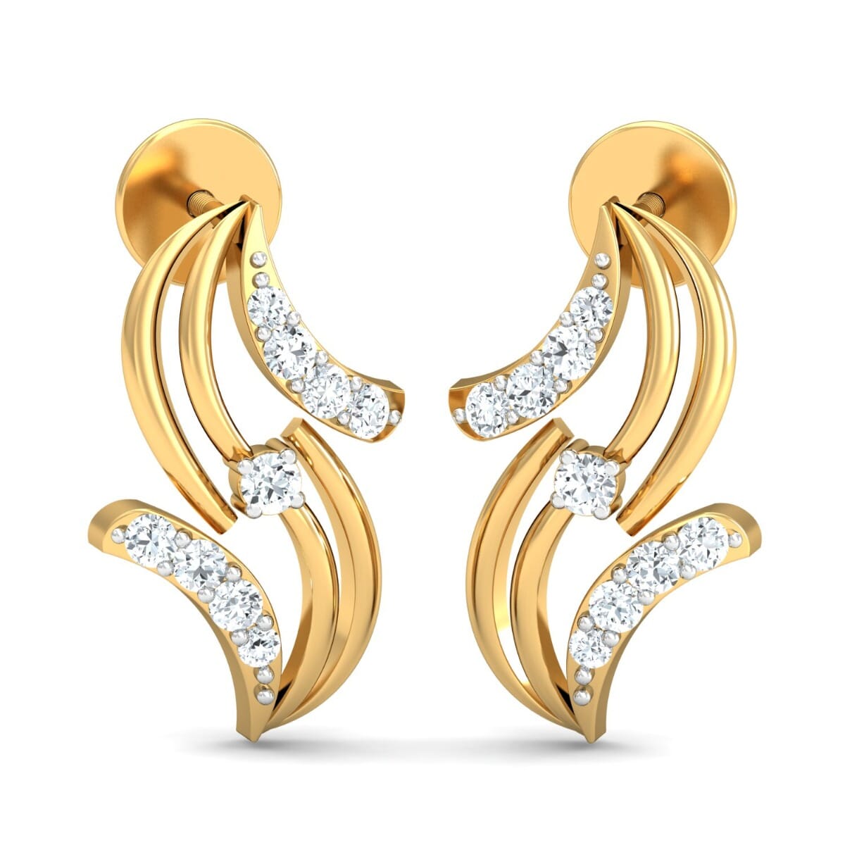 18KT Gold and 0.13 Carat Diamond Earrings