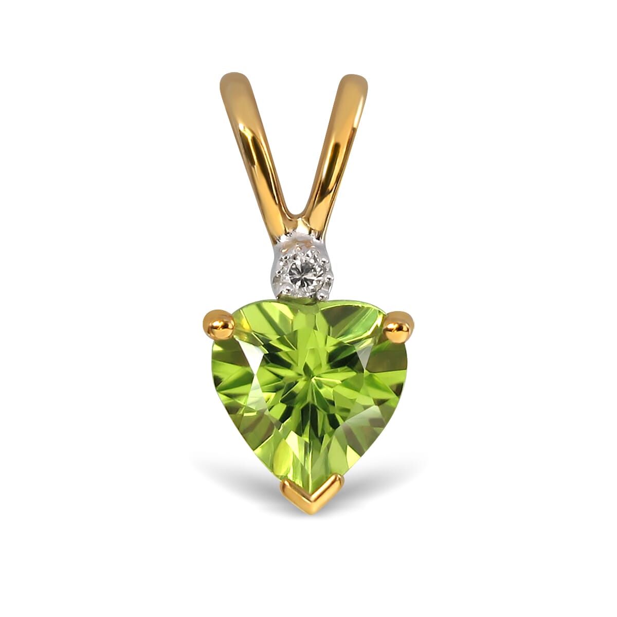 14K Gold Peridot and Diamond Pendant