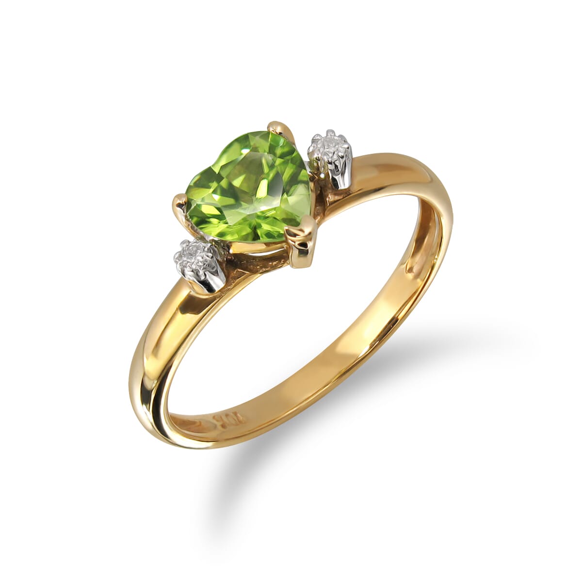 14K Gold Peridot and Diamond Ring