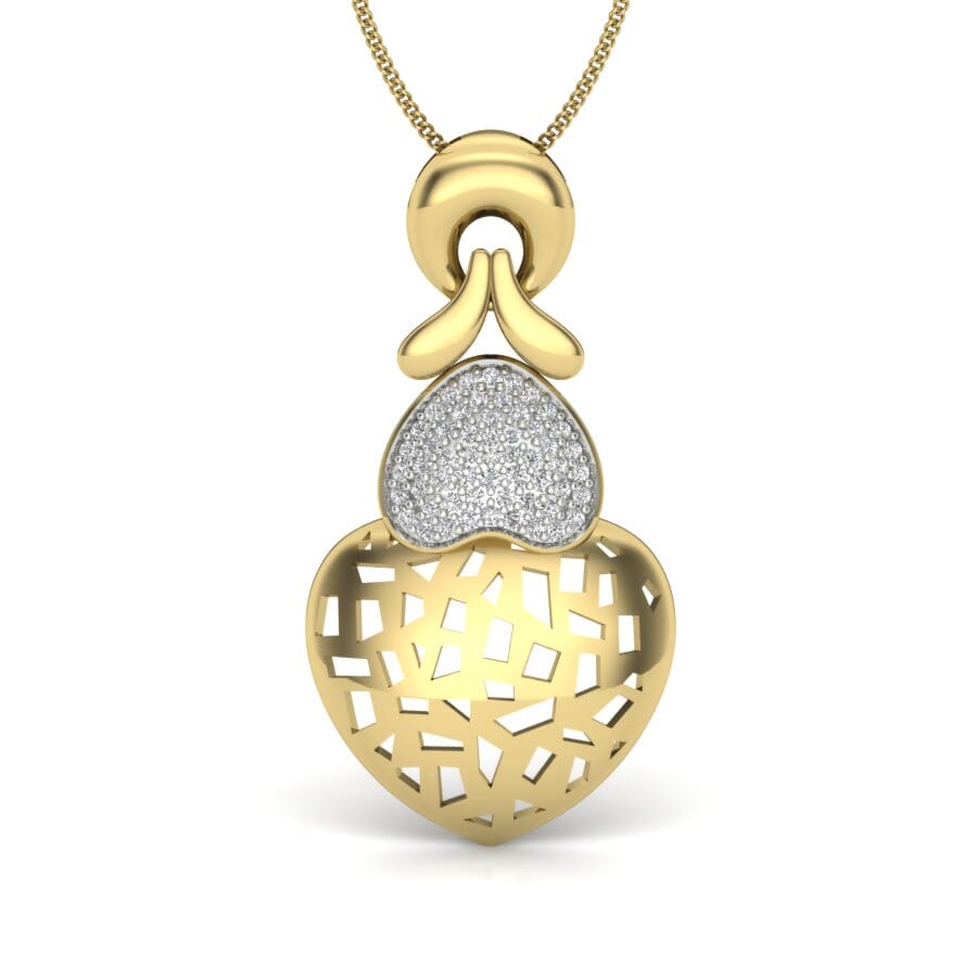 18KT Gold and 0.21 Carat Round Diamond Heart Pendant