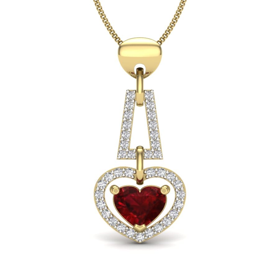 18KT Gold and 0.30 Carat Round Diamond Heart Pendant