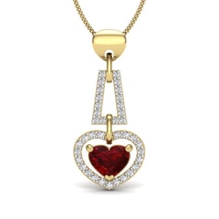18KT Gold and 0.30 Carat Round Diamond Heart Pendant